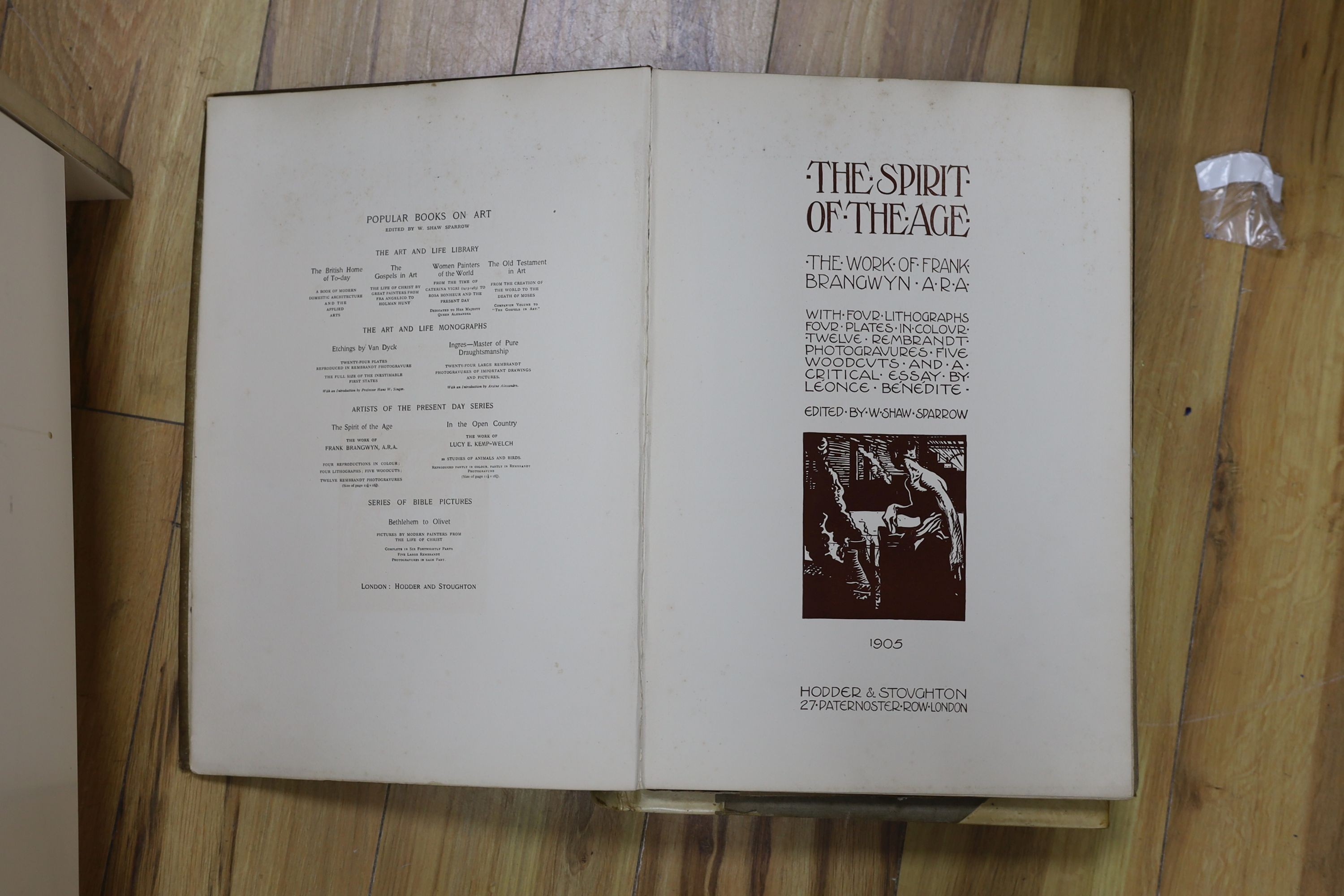 Brangwyn, F. A Book of Bridges, limited edition no.32 of 75, with the original lithograph, signed, Bodley Head 1916, and The Spirit of the Age, 1905.